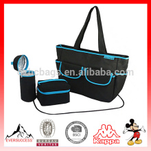 Baby Wickeltasche Set mit Wickelauflage, Thermosflaschenhalter und isolierter Lunch Bag